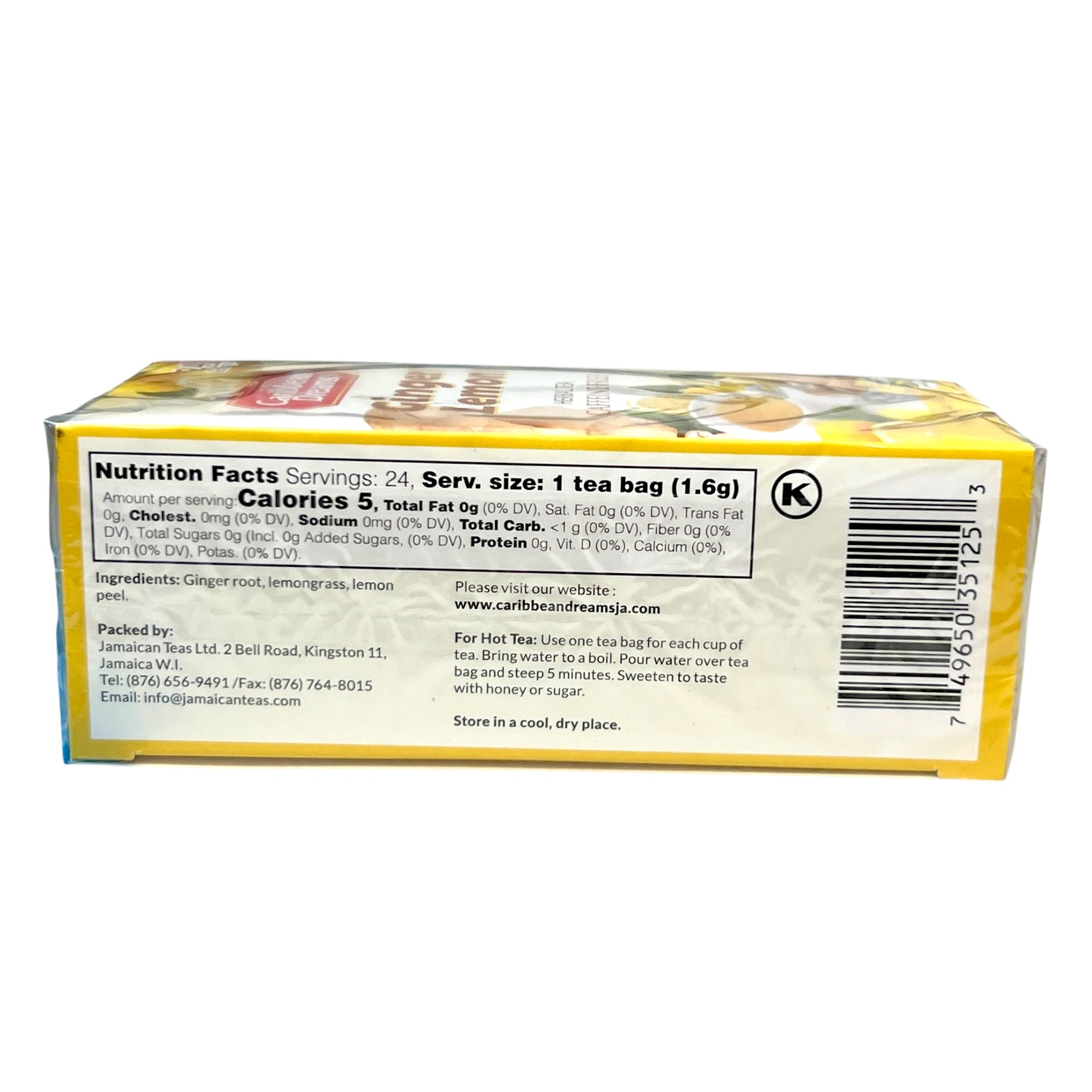 Caribbean Dreams Lemon Ginger 24 Tea Bags 38.4 G (1.34 0Z)