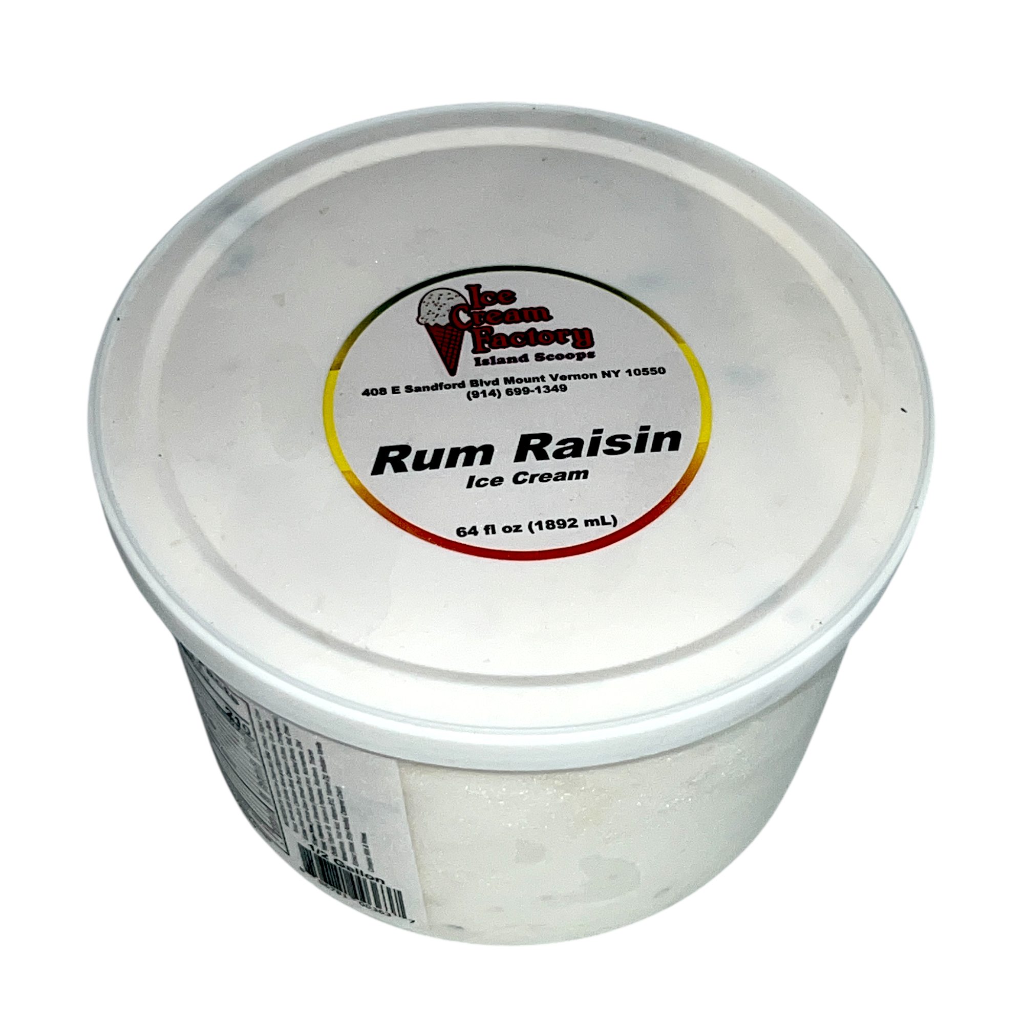 Ice Cream Factory Rum Raisin 64 Oz 1/2 Gallon