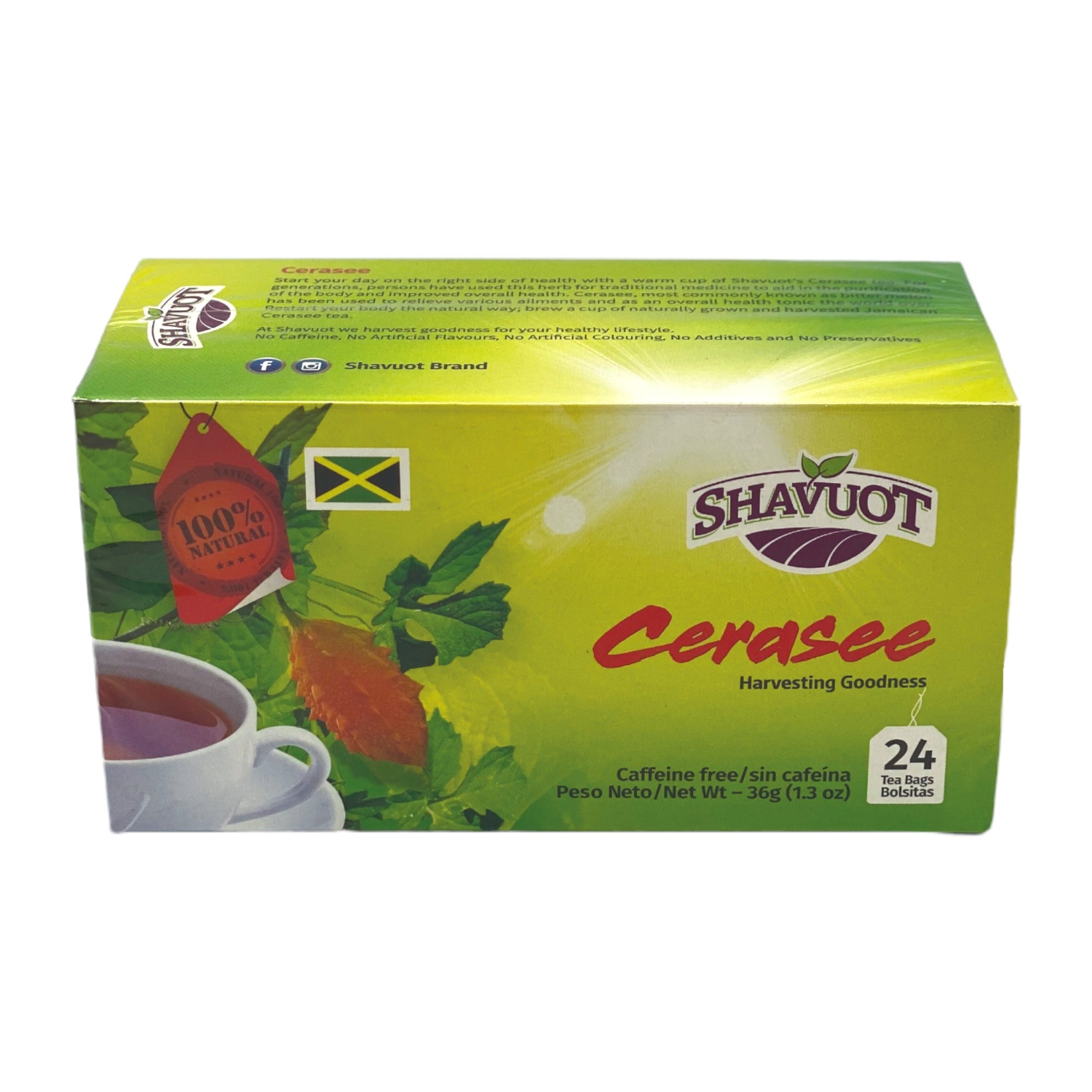 SHAVUOT CERASEE TEA (CAFFEINE FREE) - 24 TEA BAGS 1.3 OZ (36 G)