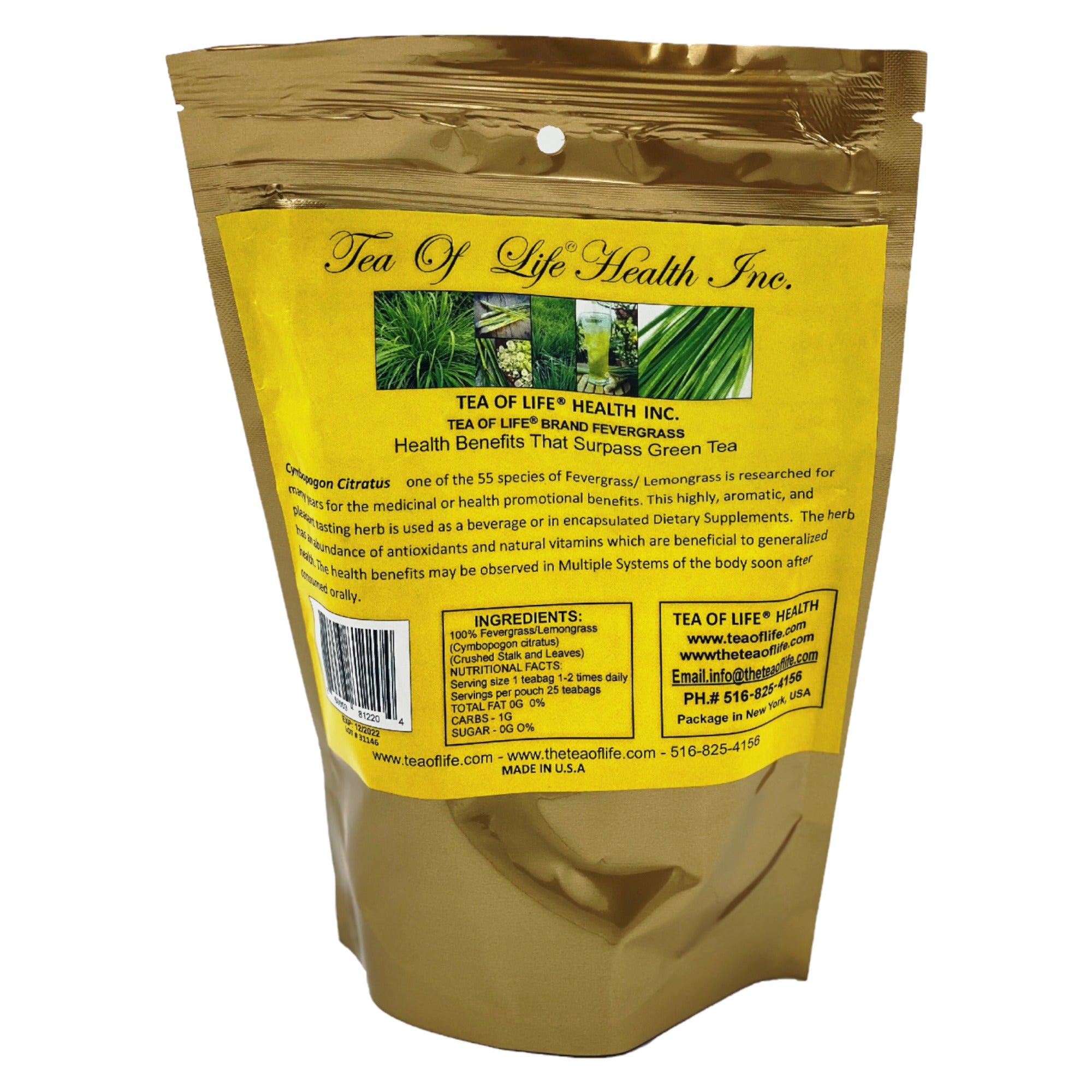 TEA OF LIFE LEMONGRASS / FEVERGRASS (25 BAGS)