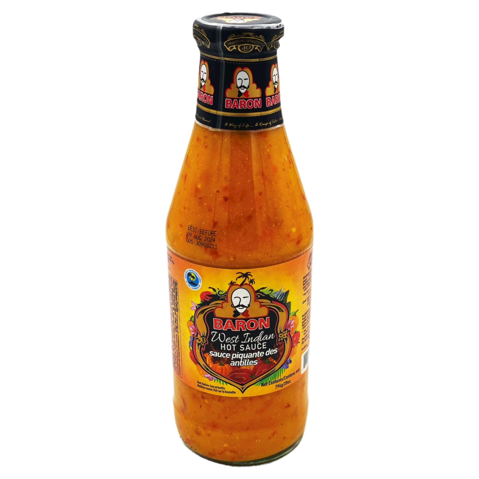 BARON WEST INDIAN HOT SAUCE 28 OZ