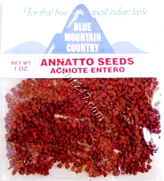 BLUE MOUNTAIN ANNATTO SEEDS 

BLUE MOUNTAIN ANNATTO SEEDS: available at Sam's Caribbean Marketplace, the Caribbean Superstore for the widest variety of Caribbean food, CDs, DVDs, and Jamaican Black Castor Oil (JBCO). 