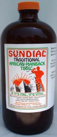 SUNDIAL AFRICAN MANBACK TONIC 32 OZ. 

SUNDIAL AFRICAN MANBACK TONIC 32 OZ.: available at Sam's Caribbean Marketplace, the Caribbean Superstore for the widest variety of Caribbean food, CDs, DVDs, and Jamaican Black Castor Oil (JBCO). 